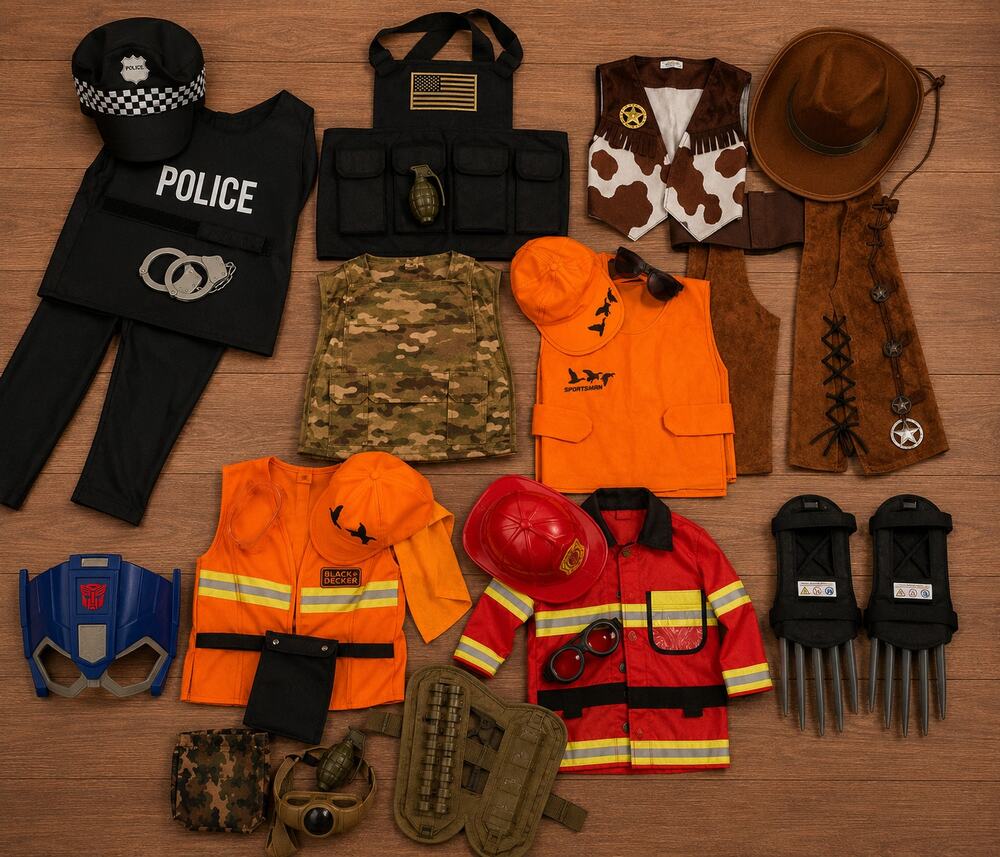 Huge Kids Pretend Play Costume Lot Police Firefighter Army  construction + more
